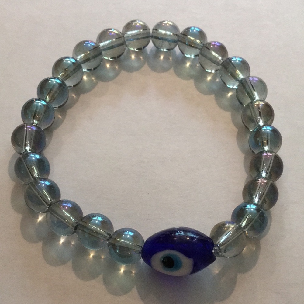 Mystic Blue Quartz Crystal Handmade Protection Talisman Bracelet